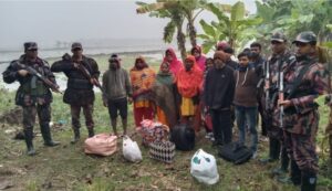 ভোলাহাট সীমান্তে অবৈধ অনুপ্রবেশের সময় ২৭ জন আটক