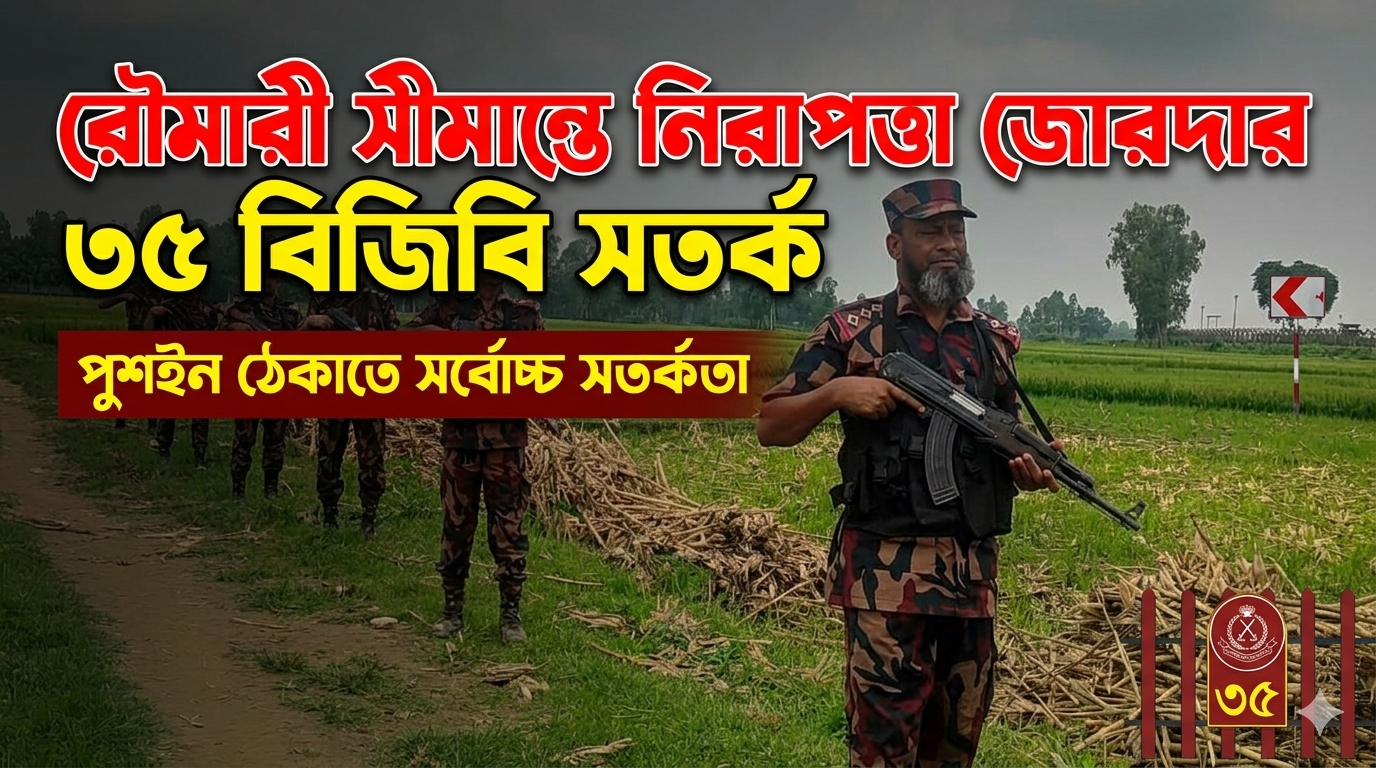রৌমারী সীমান্তে নিরাপত্তা জোরদার করেছে ৩৫ বিজিবি পুশইন ঠেকাতে সীমান্তে সর্বোচ্চ সতর্কতা