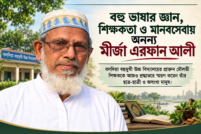 বহু ভাষার জ্ঞান, শিক্ষকতা ও মানবসেবায় অনন্য মীর্জা এরফান আলী বলদিয়া বহুমুখী উচ্চ বিদ্যালয়ের প্রাক্তন মৌলভী শিক্ষককে আজও শ্রদ্ধাভরে স্মরণ করেন তাঁর ছাত্র-ছাত্রী ও অসংখ্য মানুষ